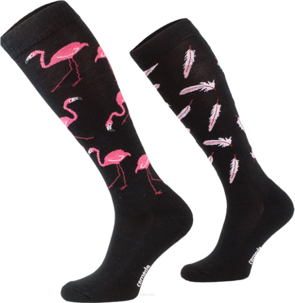 COMODO Podkolanówki Funny Design Soft - Black Flamingo