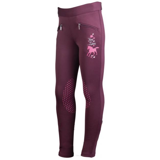 HKM Legginsy jeździeckie Keep on Riding, dziecięce, kolor bordowy